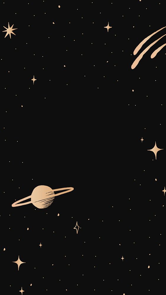 Outer space doodle black iPhone wallpaper