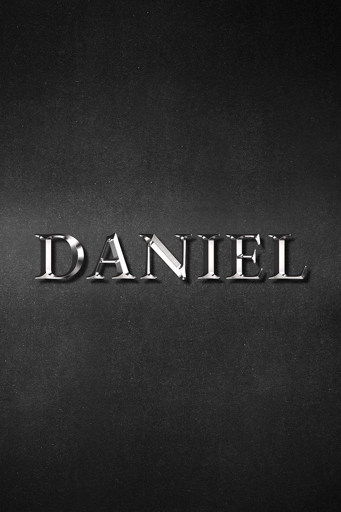 Daniel typography in silver metallic effect design element 
