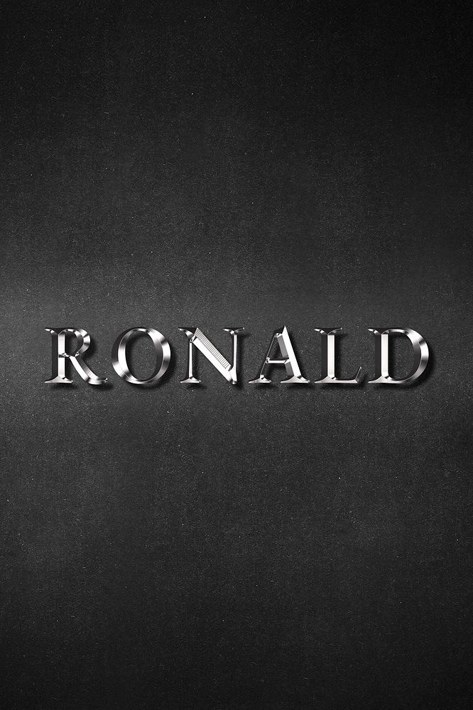 Ronald typography in silver metallic effect design element