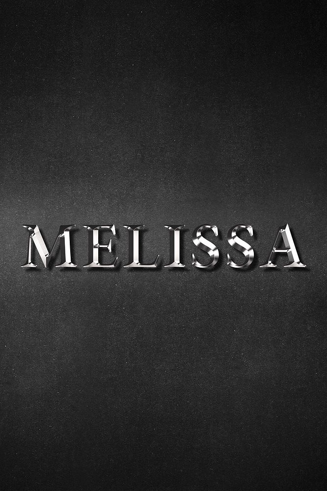 Melissa typography in silver metallic effect design element