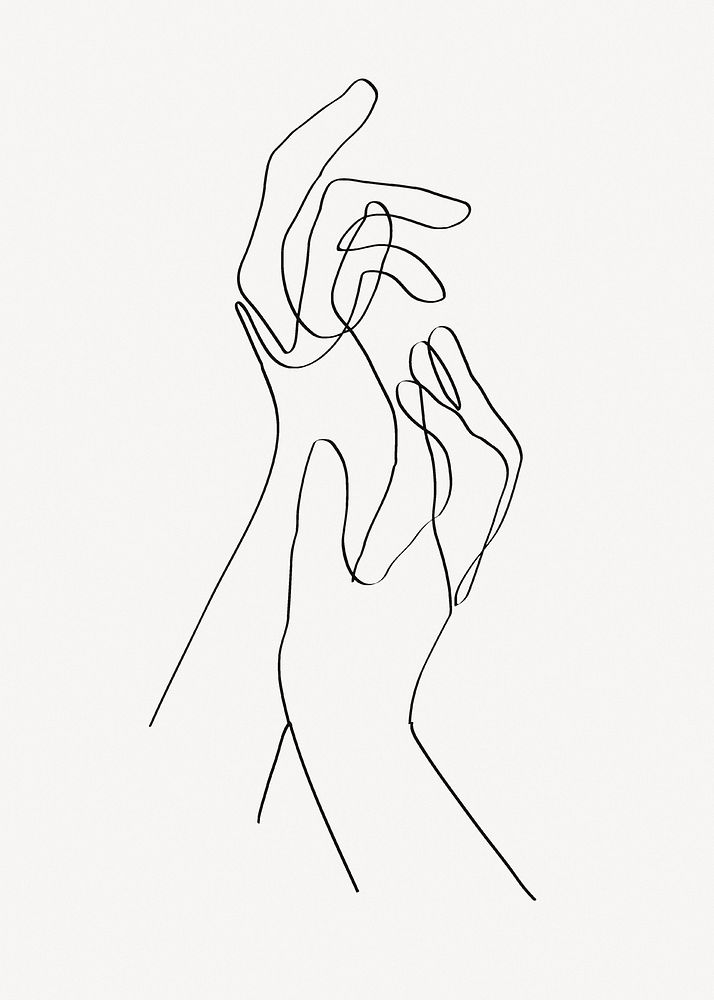 Hands line art collage element psd