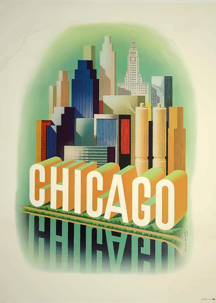 Chicago poster collage element vector. Free public domain CC0 image.