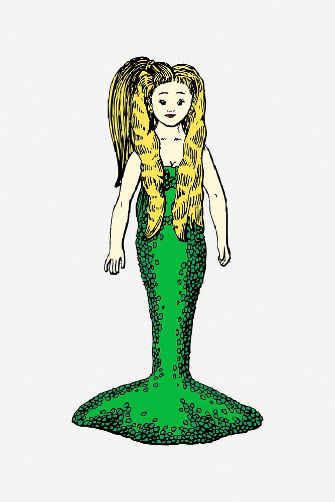 Mermaid clip art psd. Free public domain CC0 image.