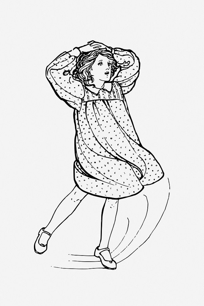 Vintage girl clip art vector. Free public domain CC0 image.