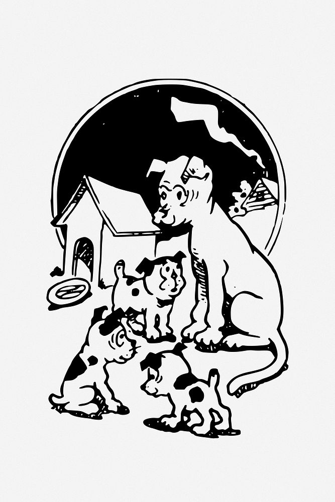 Dog and puppies clip  art. Free public domain CC0 image. 