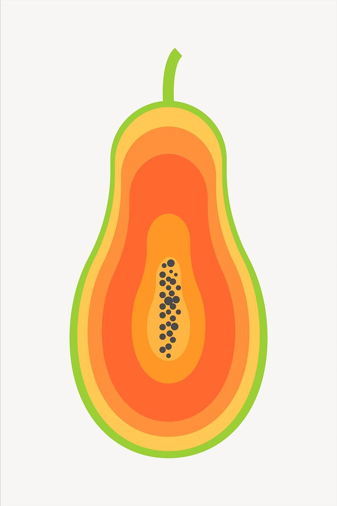 Papaya illustration. Free public domain CC0 image.