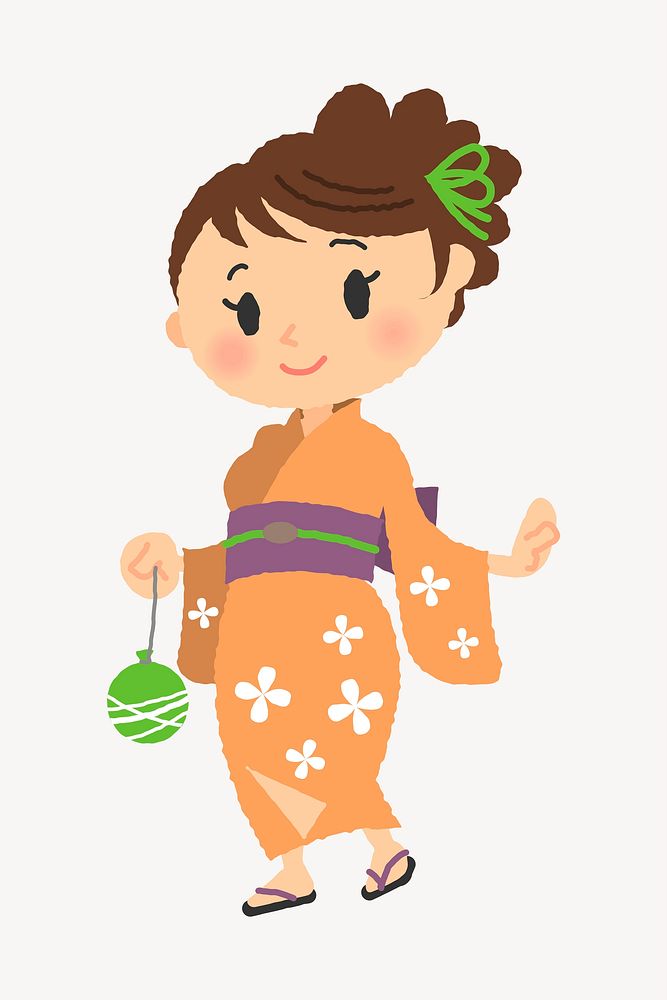Traditional Japanese woman clipart illustration vector. Free public domain CC0 image.