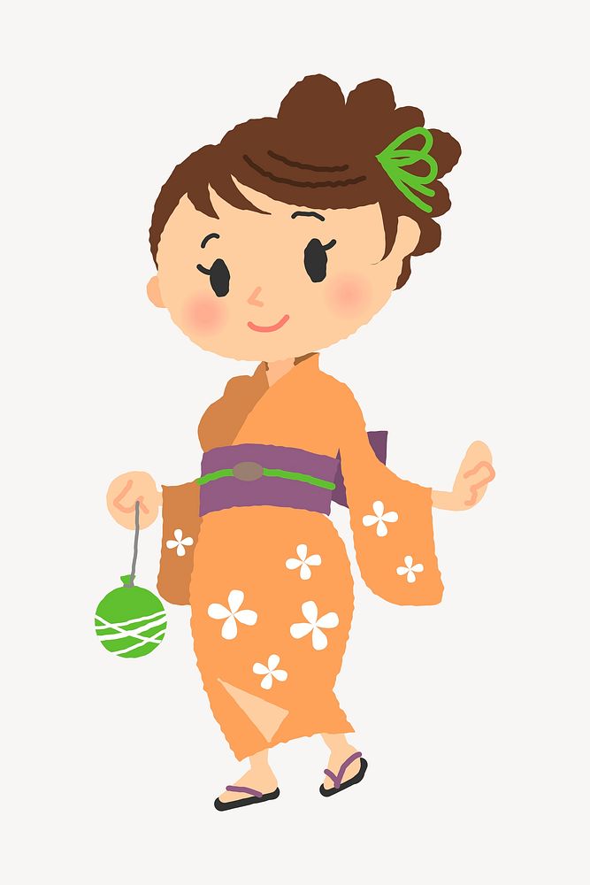 Traditional Japanese woman clipart illustration psd. Free public domain CC0 image.