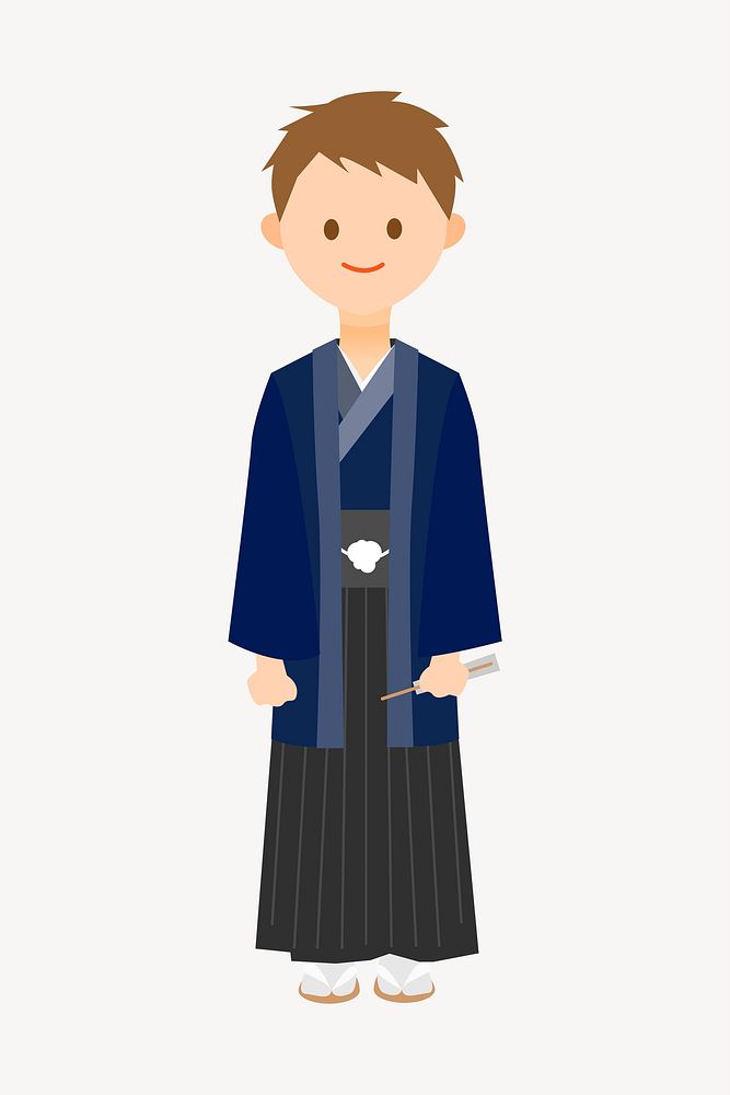 Japanese man illustration. Free public domain CC0 image.