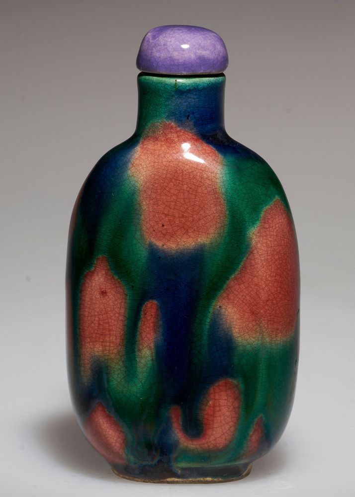 Snuff Bottle. Glazed. Top lavender glaze.. Original from the Minneapolis Institute of Art.