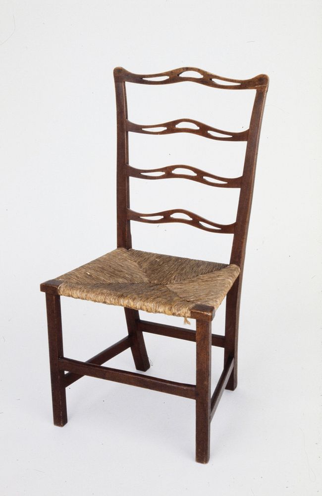 Sidechair, wood, rush seat, American 19c. Cat. Card Dims 37' x W. 13-7/8'. Original from the Minneapolis Institute of Art.
