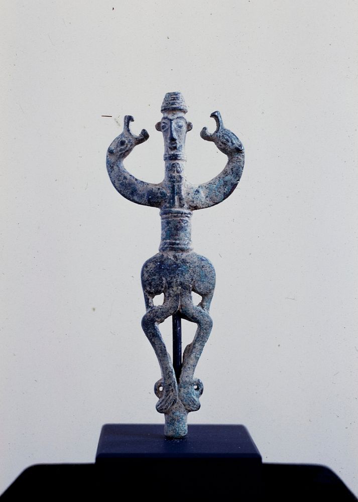 Pole top with Master of Beasts motif; bronze. Original from the Minneapolis Institute of Art.