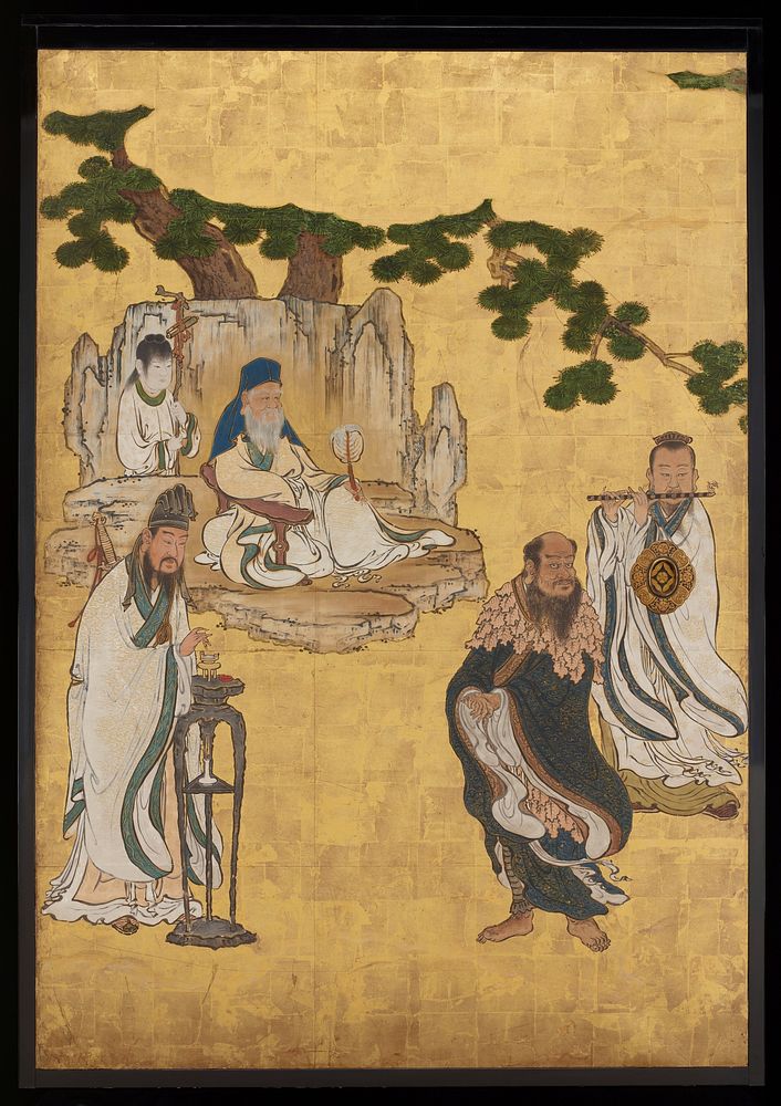 Set of four sliding door panels with decoration of Chinese Immortals. Original from the Minneapolis Institute of Art.