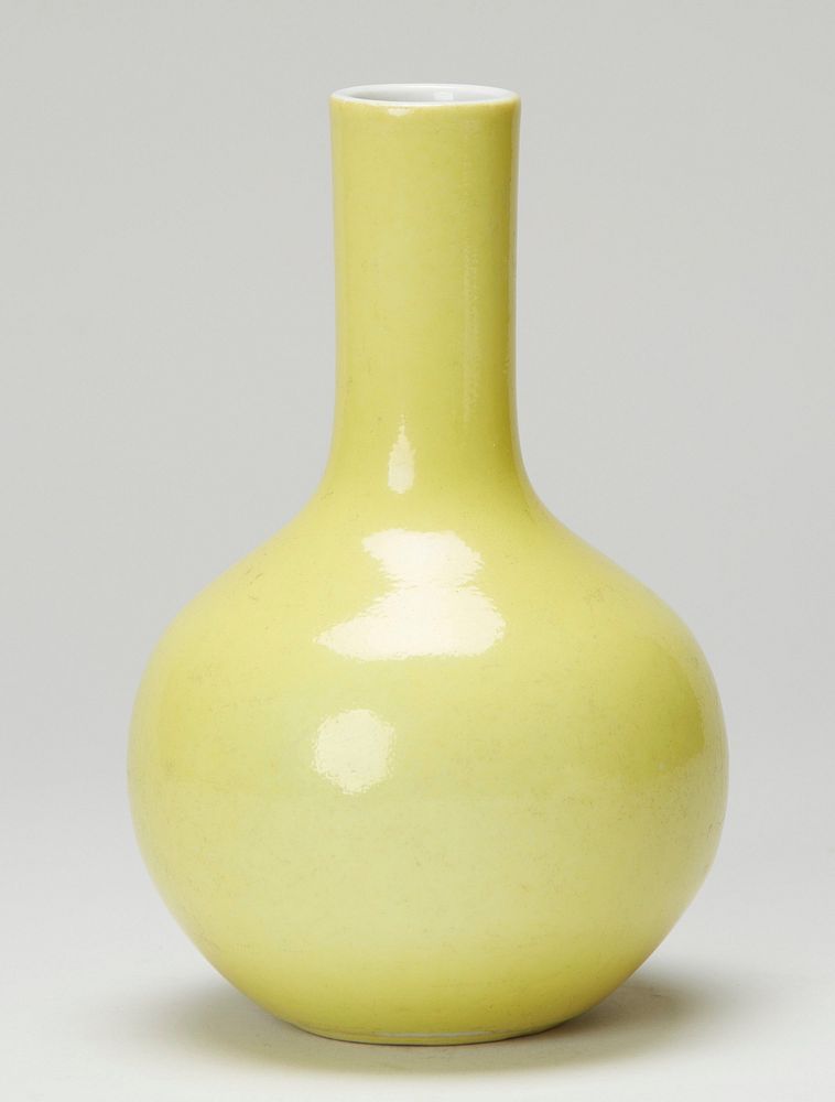 Bottle, self color primrose tone with orange skin pitting under the glaze. Original from the Minneapolis Institute of Art.