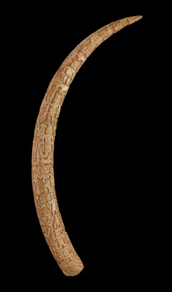 tusk, ivory, Benin Culture, Nigeria, Africa, XVIII c.; a rare ivory tusk from the Kingdom of Benin, finely carved with the…