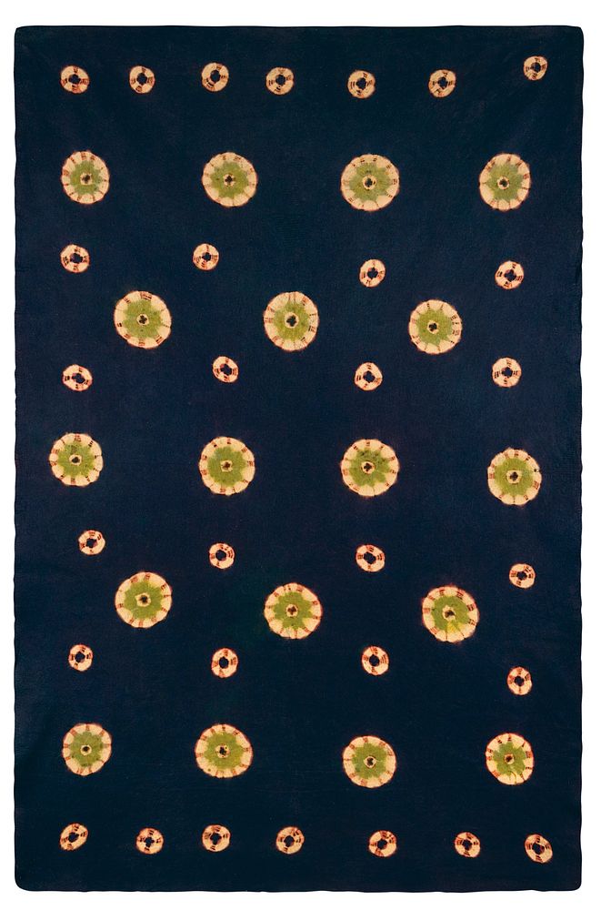 Dark blue felt rug (mōsen) decorated with roundels. Original from the Minneapolis Institute of Art.