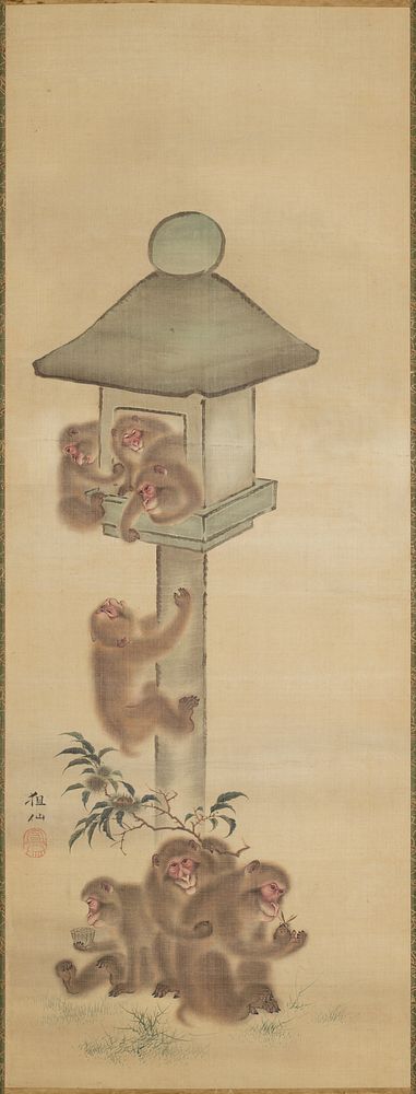 Monkeys Playing on a Stone Lantern. Original from the Minneapolis Institute of Art.