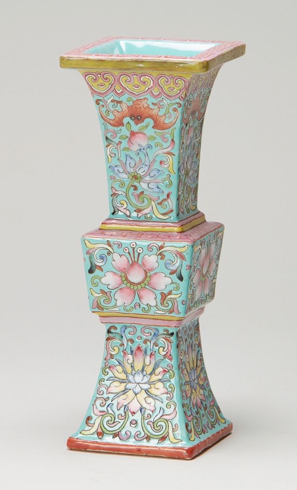 turquoise ground, floral decoration in enamel colors. Original from the Minneapolis Institute of Art.