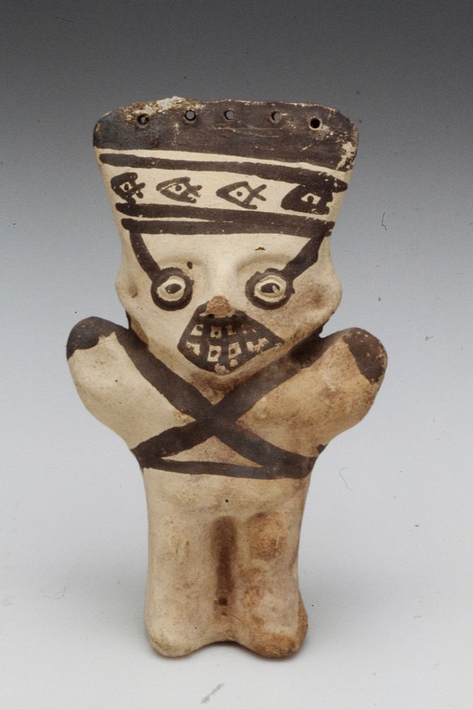 Huaco-female figure with upraised arms, ceramic, Peruvian (Chimu), XI-XVc NO PHOTO ON CAT. CARDS cat. card dims H 6-3/4'…