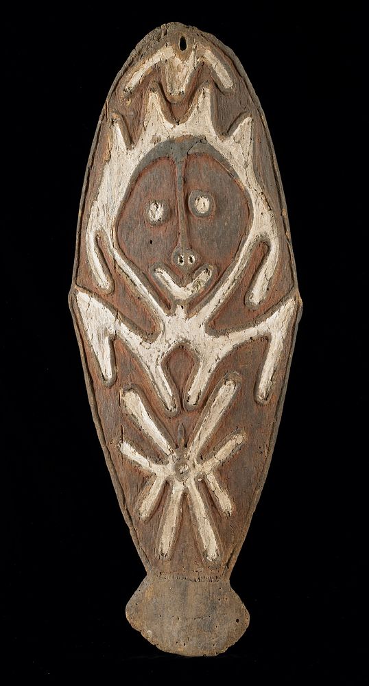 Ancestral Tablet (gope) wood with red, brown and white pigments; H.39-1/4 in., W.16 in. From Meagoma village, Wapo area..…