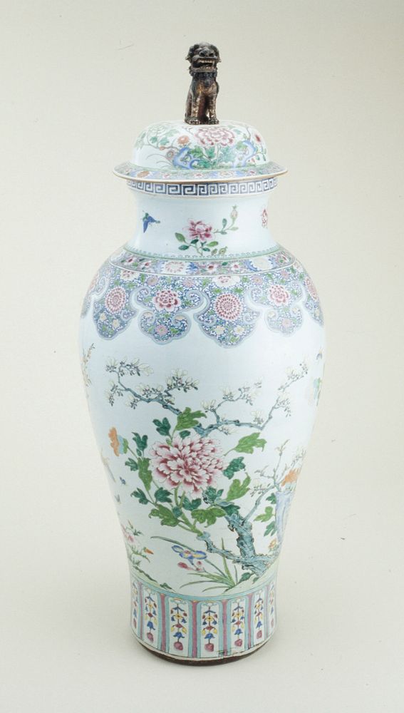 Massive Famille Rose Jar and Cover, ceramic XVIII c. b is in L5.2. Original from the Minneapolis Institute of Art.