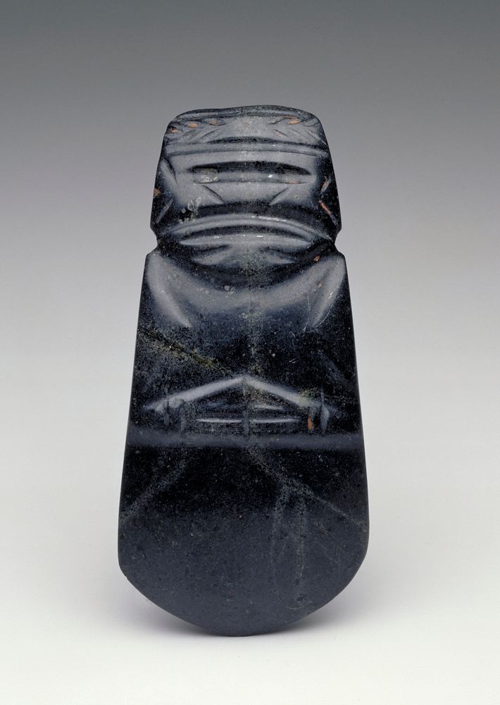 black stone; carved with glowering figure. Original from the Minneapolis Institute of Art.