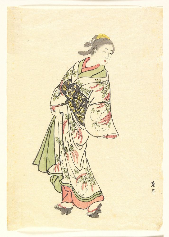 Drawing copy of Sukenobu's print(P.13,960). Original from the Minneapolis Institute of Art.