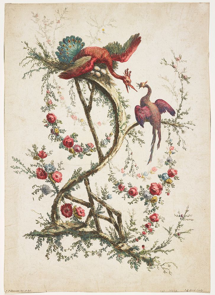 Ornament. Chinoiserie. Flowers and Birds.. Original from the Minneapolis Institute of Art.