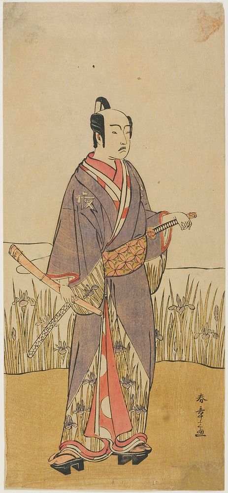 An Actor in a Samurai Role Holding a Bamboo Flute. Original from the Minneapolis Institute of Art.