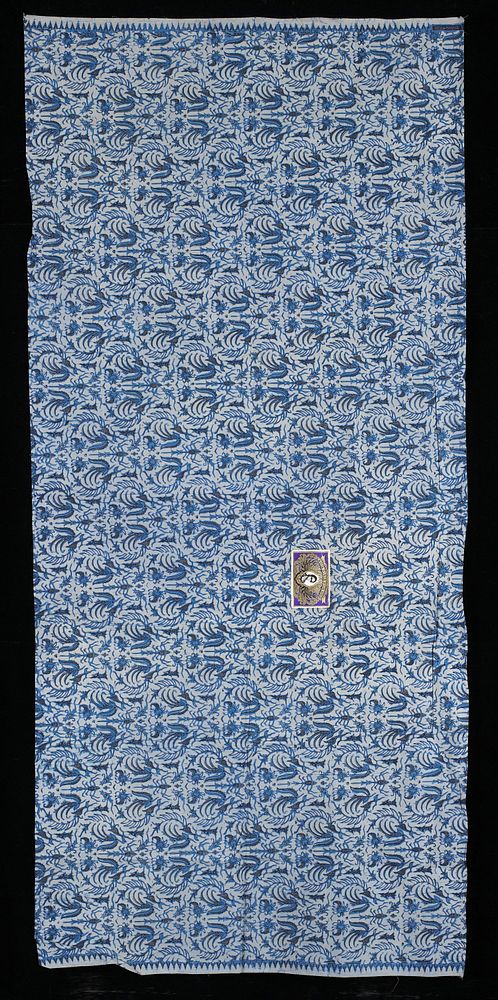 light blue ground with dark and medium blue organic repeating designs. Original from the Minneapolis Institute of Art.