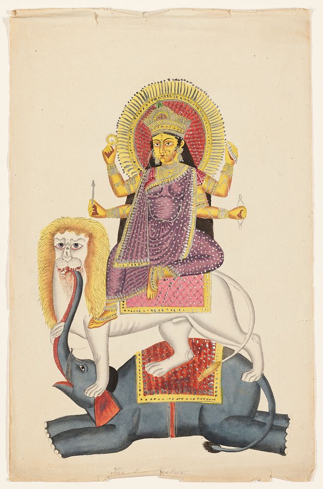 Durga Seated on Lion and Elephant. Original from the Minneapolis Institute of Art.