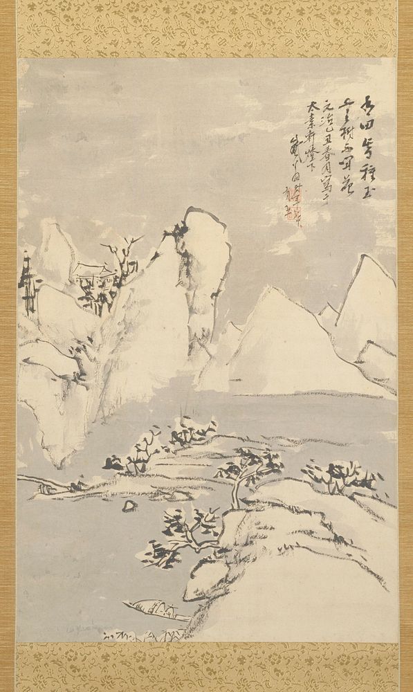 Bare trees, mountain retreat, crystalline mountain peaks and a solitary fisherman in a boat permeate this bleak winter…