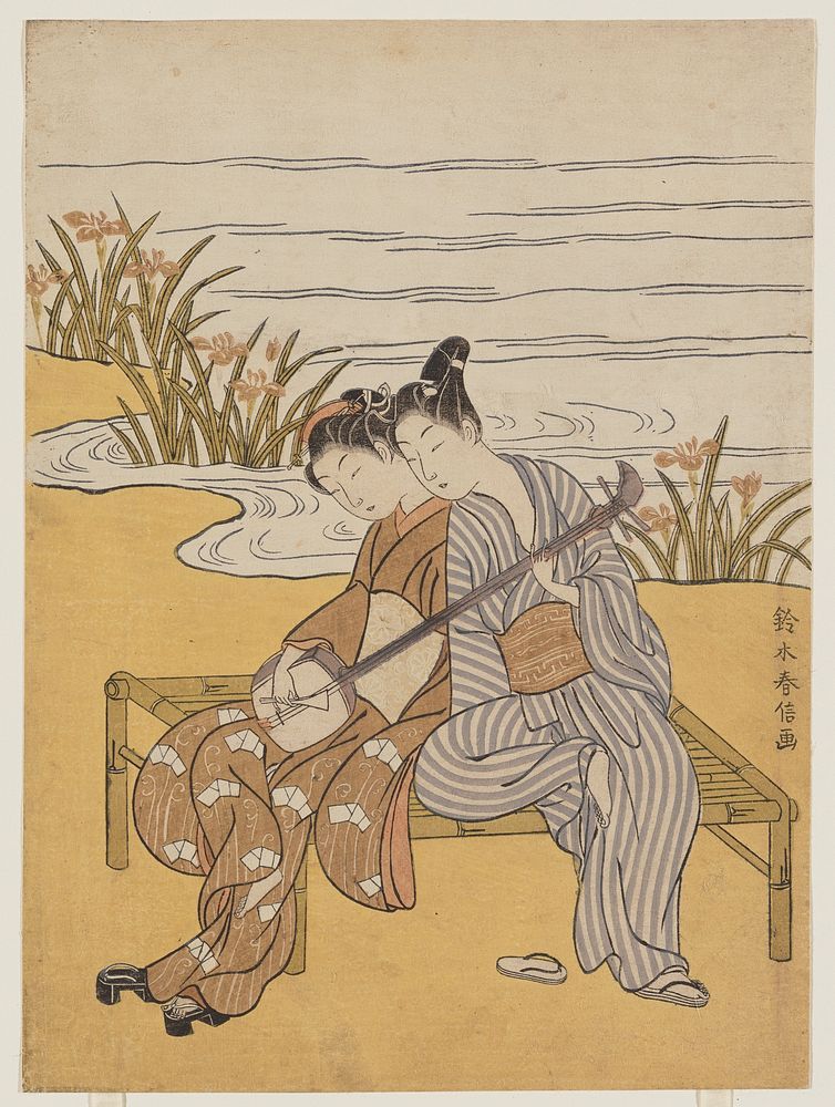 Two Lovers Playing a Single Shamisen. Original from the Minneapolis Institute of Art.