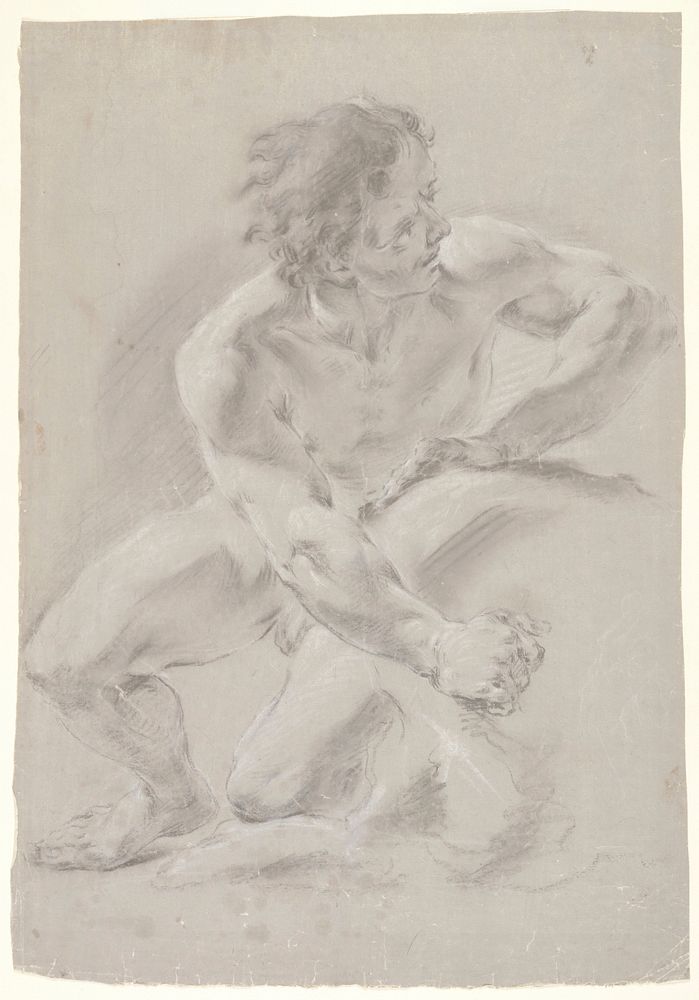 Crouching Male Nude. Original from the Minneapolis Institute of Art.