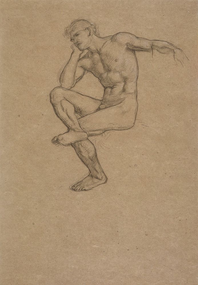 Seated Nude Figure of a Man. Original from the Minneapolis Institute of Art.
