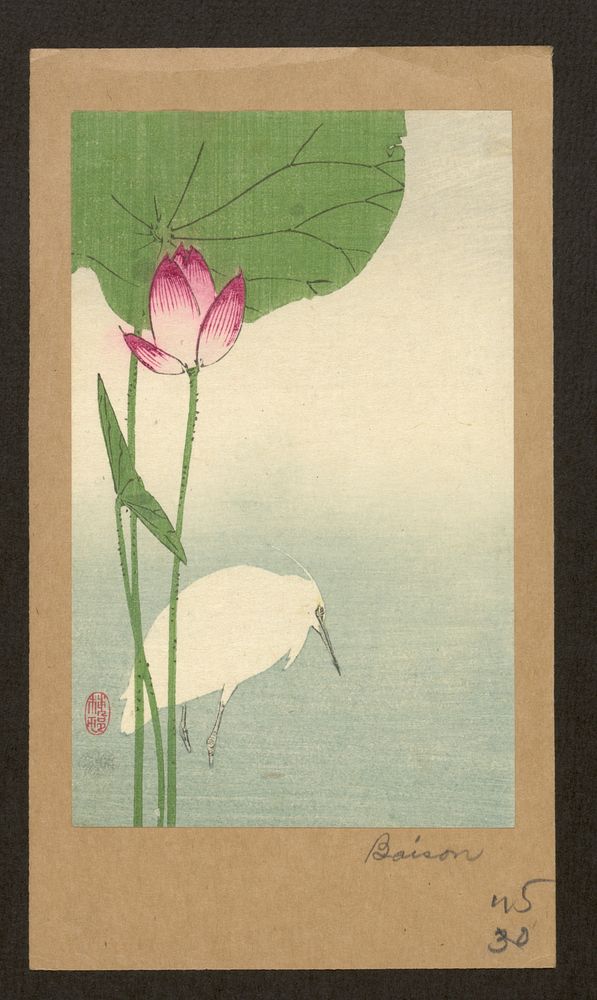 Hasu ni shirasagi. Original from the Library of Congress.