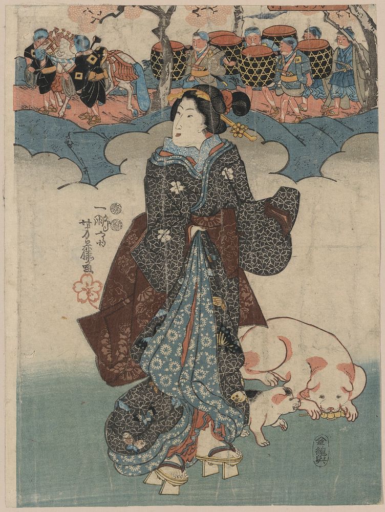 Kodomo gyōretsu to fujin. Original from the Library of Congress.