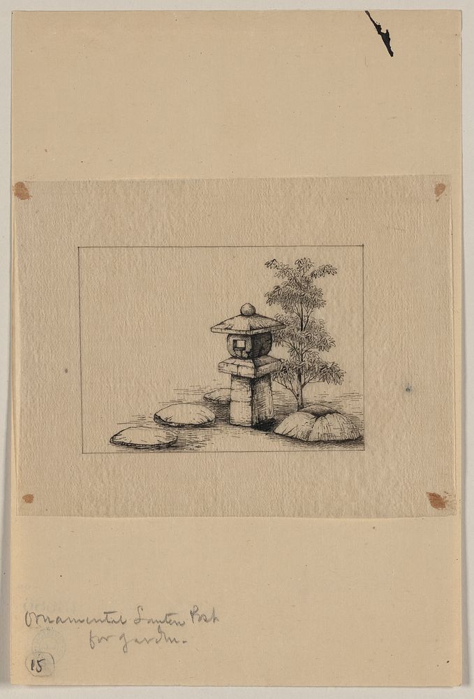 Ornamental lantern post for garden. Original from the Library of Congress.