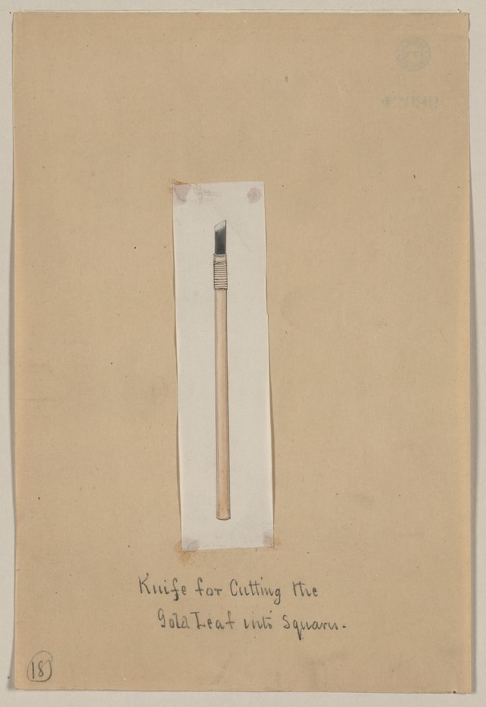 Knife for cutting the gold leaf into squares. Original from the Library of Congress.
