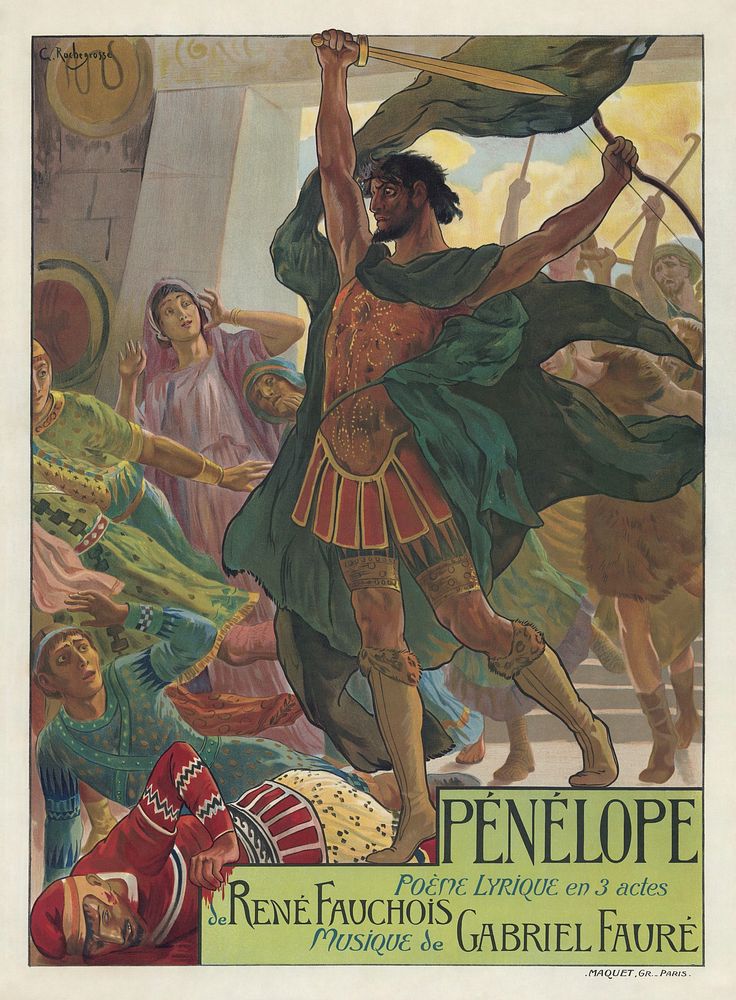 Poster by Georges Rochegrosse for René Fauchois and Gabriel Fauré's Pénélope, used for the Paris première at the Théâtre des…