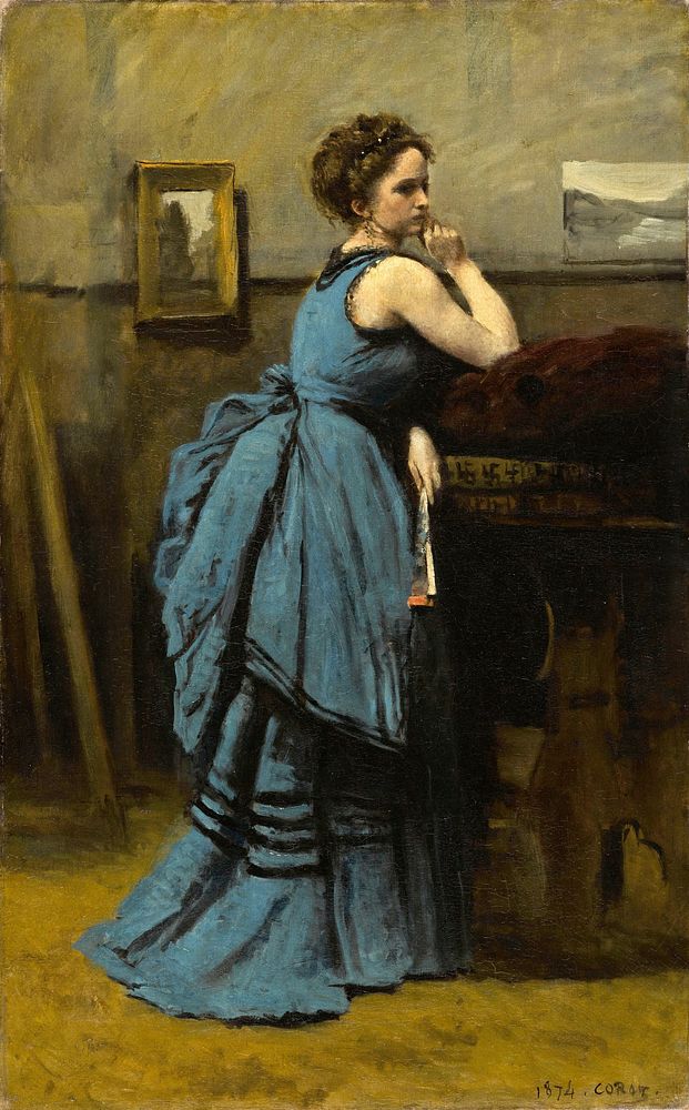 Lady in Blue, oil painting by Jean-Baptiste-Camille Corot (1874)