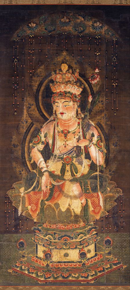 Eleven-faced Goddess of Mercy (絹本著色十一面観音像, kenpon choshoku jūichimen kannonzō). Hanging scroll. Color on silk, 168.8 cm ×…