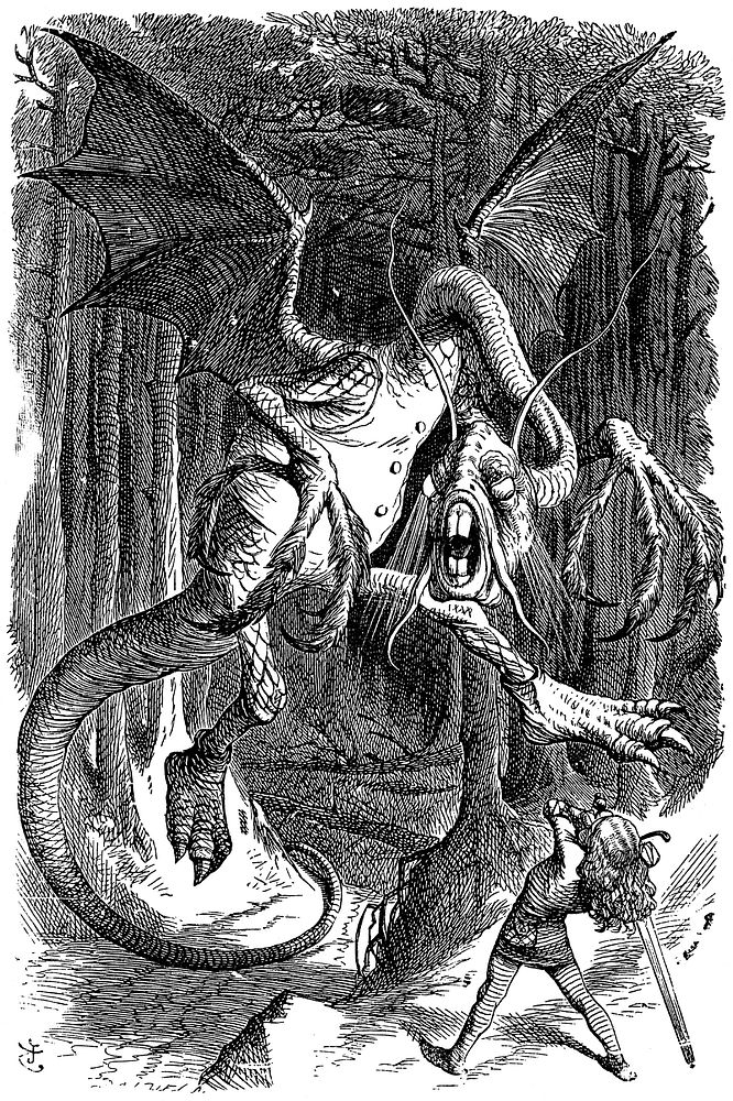 "The Jabberwocky". An illustration to the poem Jabberwocky.First published in Carroll, Lewis. 1871. Through the Looking…