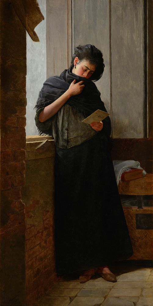 Saudade (Longing), by José Ferraz de Almeida Júnior, oil on carvas, 1899. Displayed in the Pinacoteca do Estado de São Paulo.