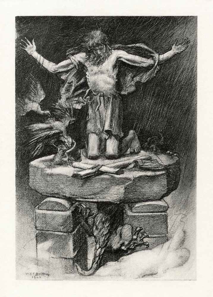 Illustration to Tennyson's "St. Simeon Stylites" by W. E. F. Britten:"And yet I know not well,For that the evil ones come…