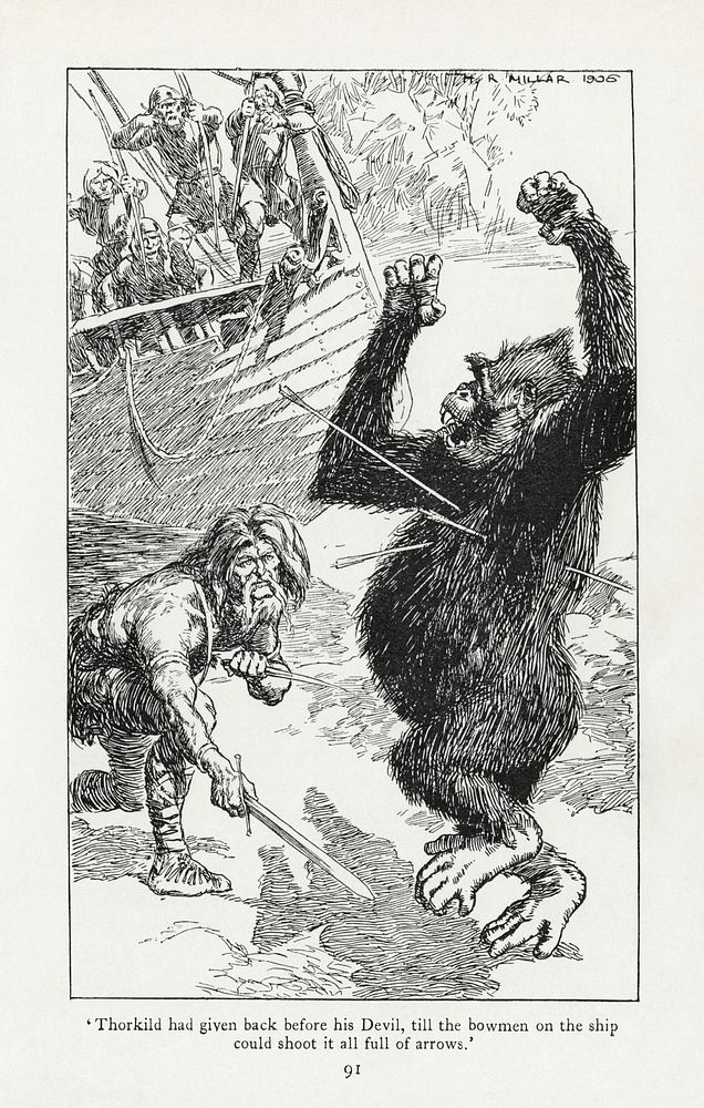 H. R. Millar's 7th illustration to the original edition of Rudyard Kipling's Puck of Pook's Hill, from the chapter "The…