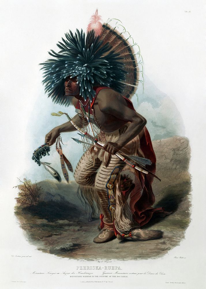 Moenitarri warrior in the costume of the dog danse