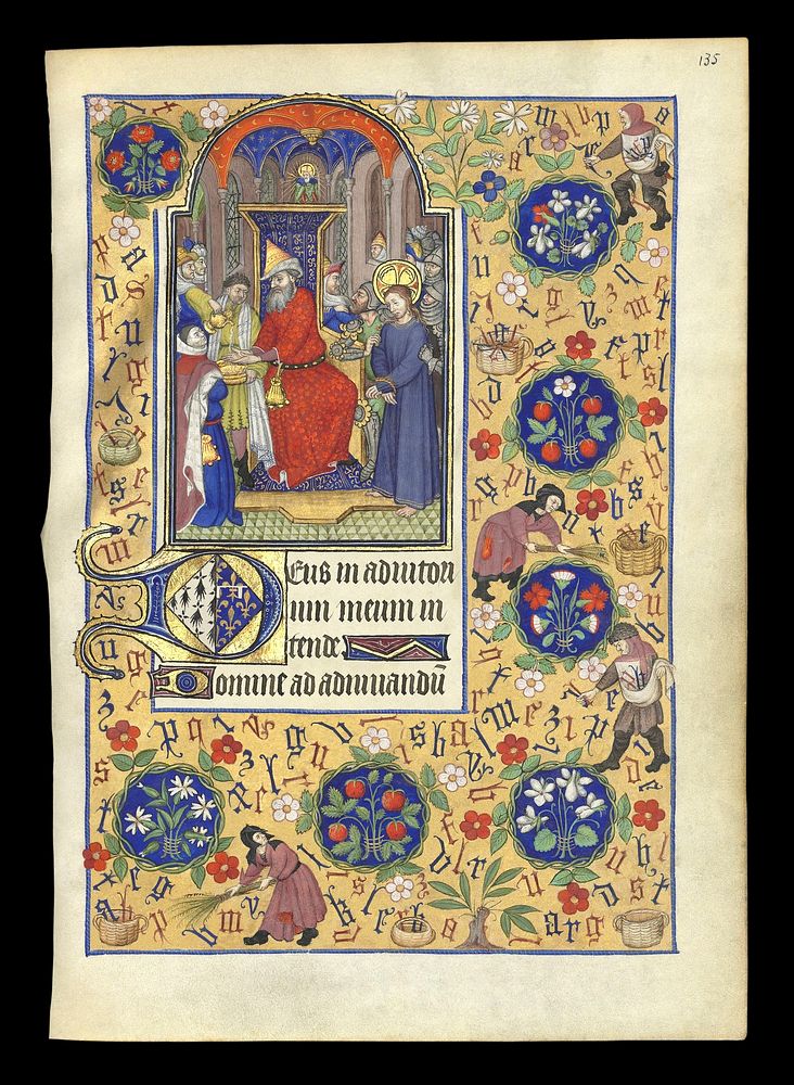 Horae ad usum romanum, Book of Hours of Marguerite d'Orléans (1406–1466), folio 135r., miniature of Pilate washing his hands…