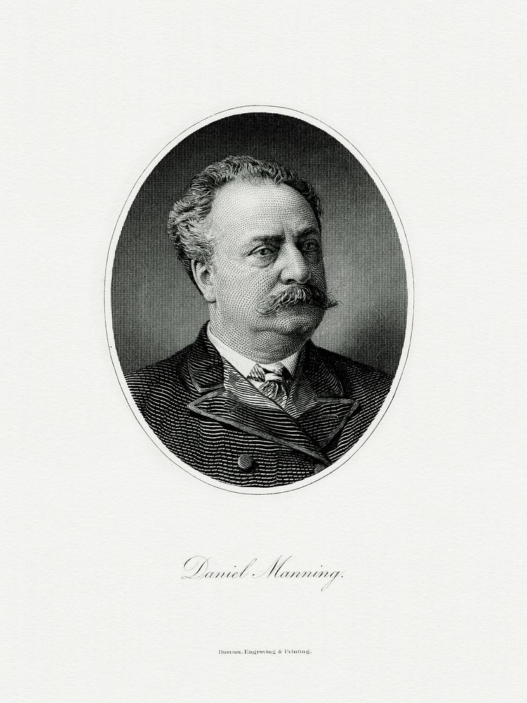 Engraved BEP portrait of U.S. Secretary of the Treasury Daniel Manning