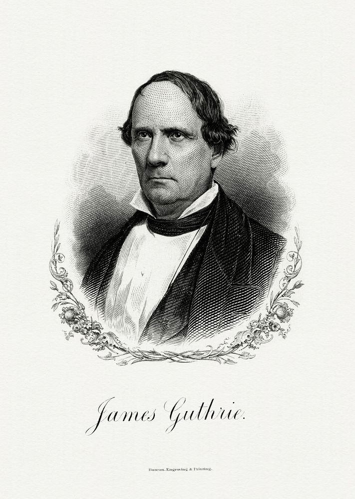 Engraved BEP portrait of U.S. Secretary of the Treasury James Guthrie